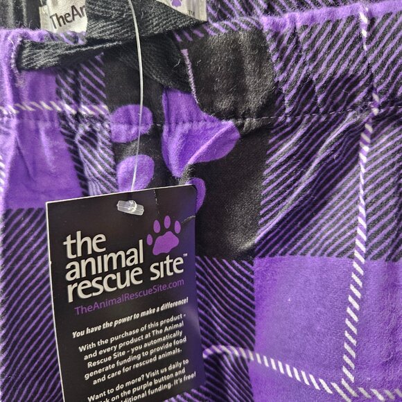 The Animal Rescue Size 3X Purple plaid paw print pajama pants, elastic tie waist - Picture 4 of 4